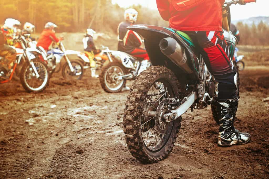dirt bikes lined up ready for race